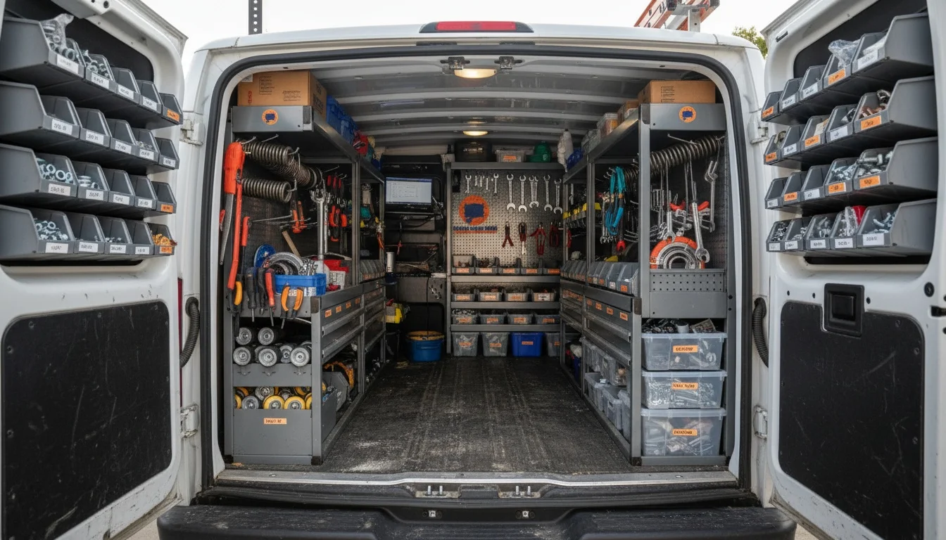Garage Door Repair Pasadena service van fully stocked with springs and tools for same-day fixes